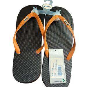 Asics Mens Ciabatta Slik Slip On Pool Thong Sandals 15 Black/Orange Beach Resort
